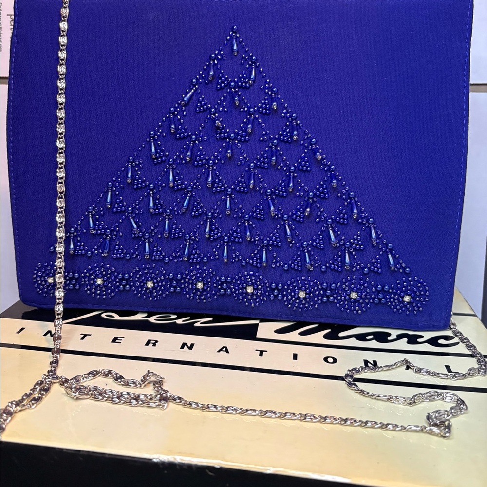 Blue Beaded Women's Clutch by Unknown Brand